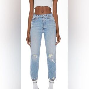 MOTHER The Tomcat Light Blue Distressed Straight Leg Jeans size 24